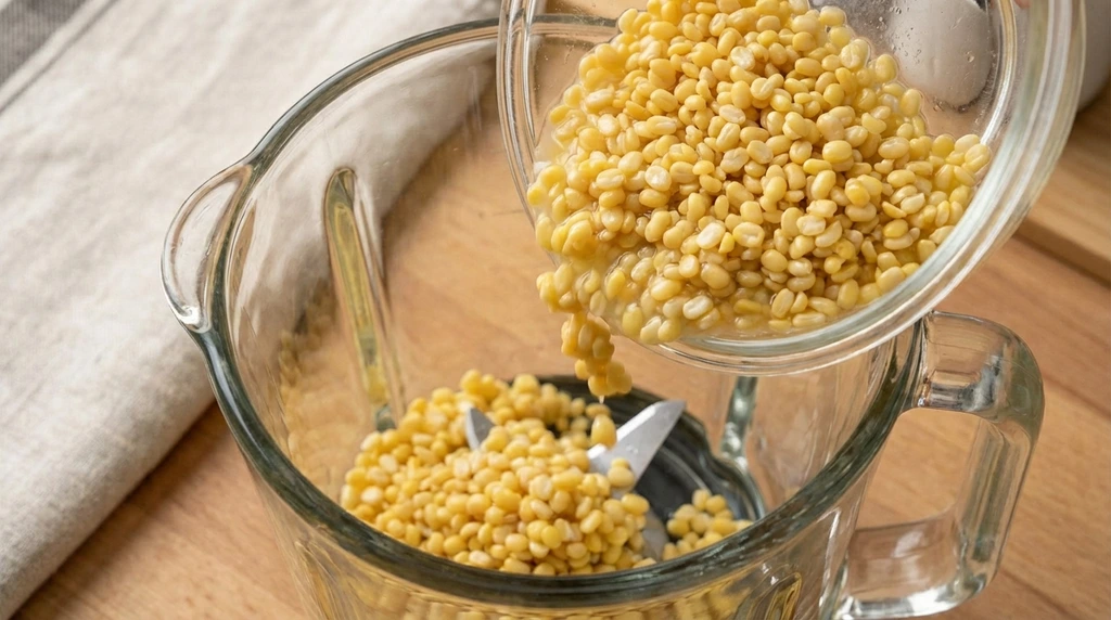 Transfer_the_drained-moong-dal-moong-dal-pakora