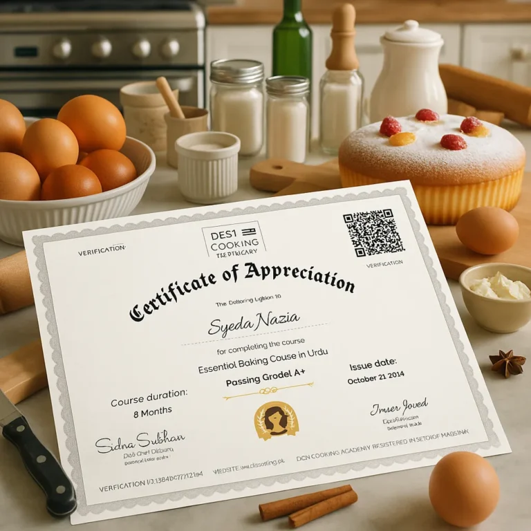 سرٹیفکیٹ - دیسی کوکنگ اکیڈمی